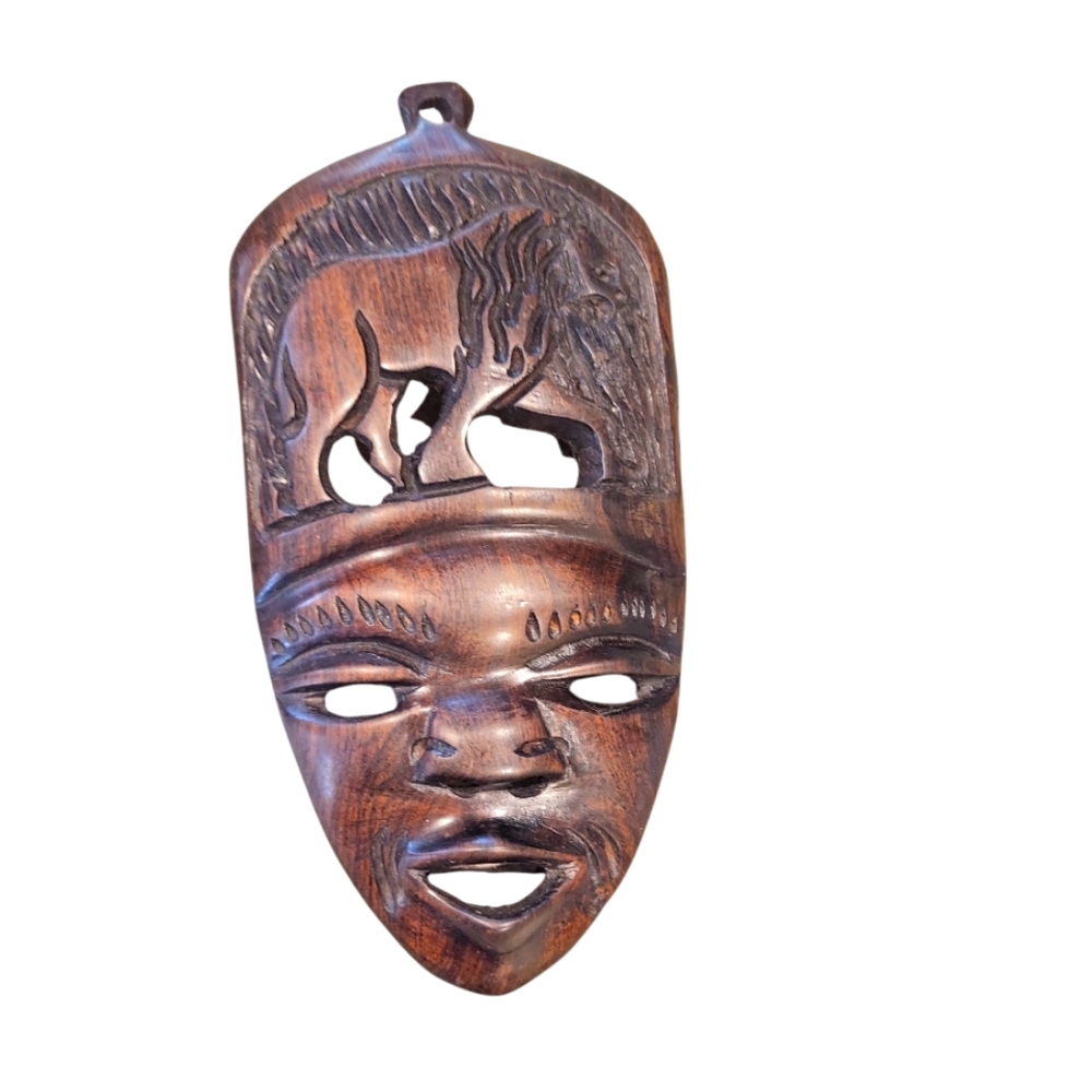 Hand carved vintage African wall mask